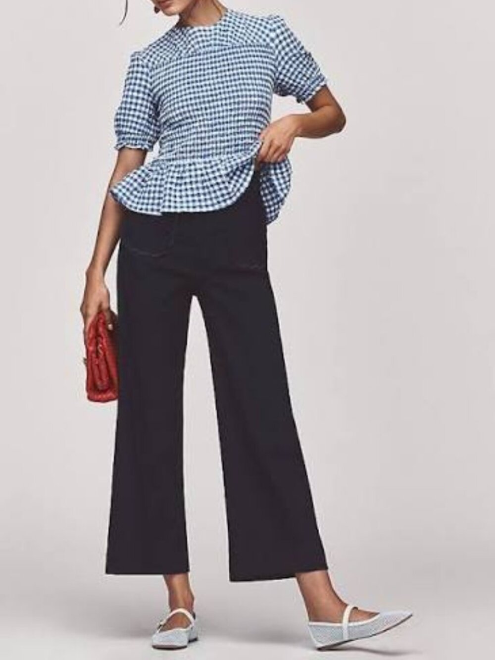 Maeve Colette Scallop High-Rise Wide-Leg Pants in Magic Fabric. Size 24T